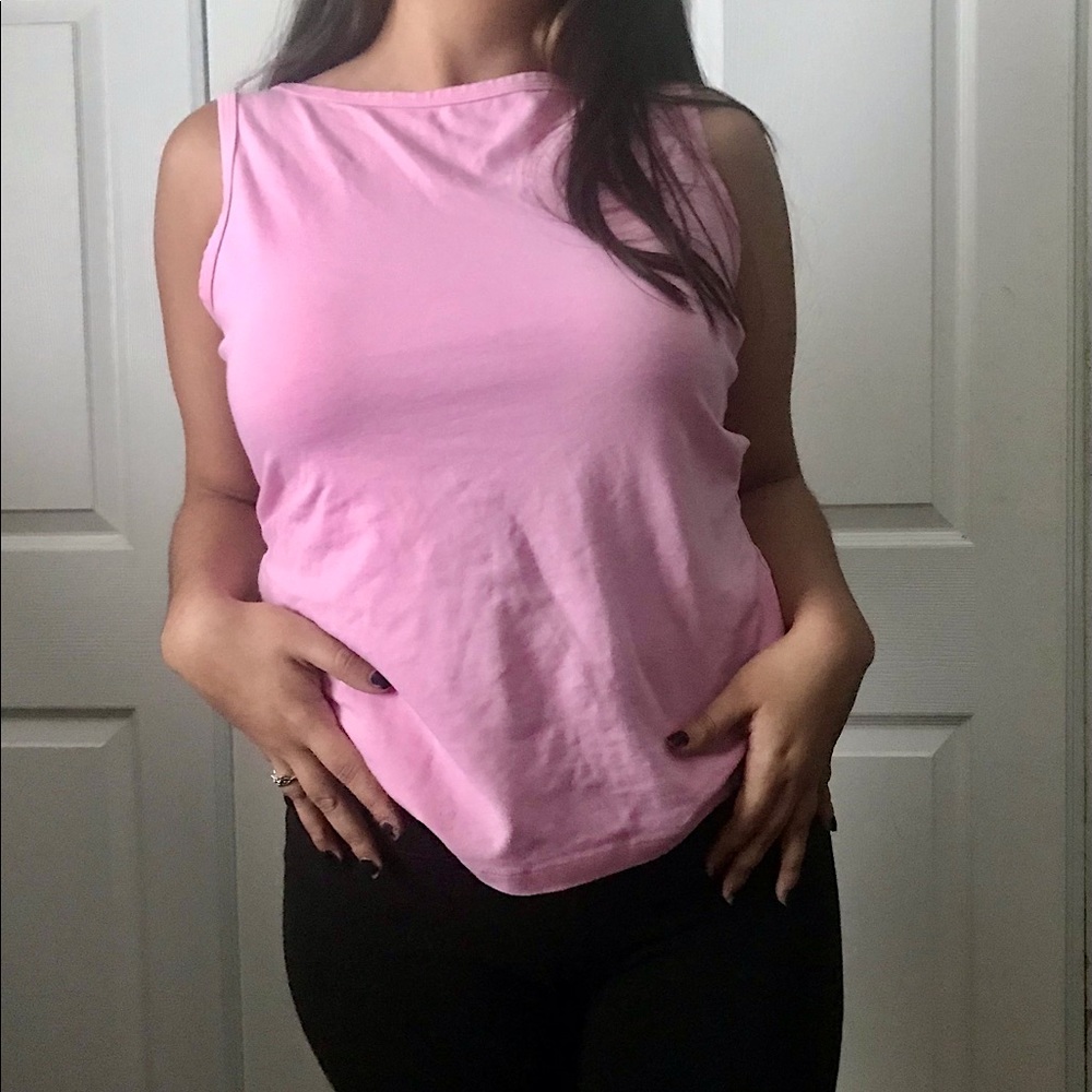 Baby pink high neck tank top